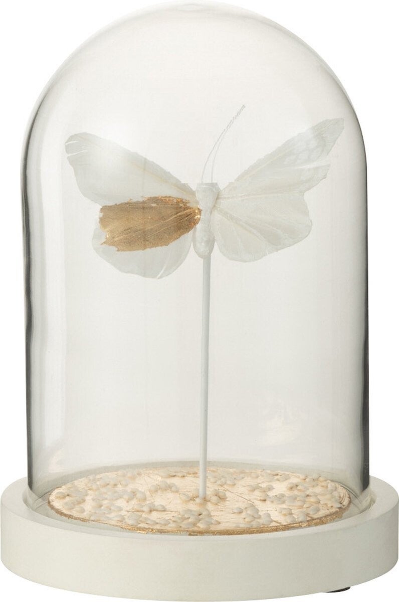 Stolp | Vlinder | Wit | J-line | Glas | 11,5x11,5x16cm