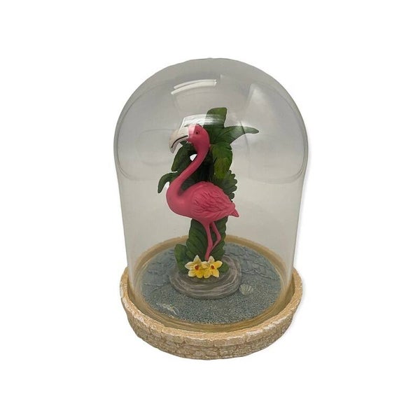 Beeld flamingo onder stolp