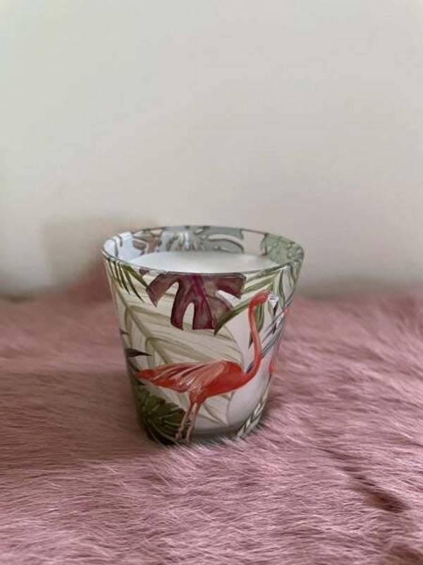 Kaars in glas flamingo
