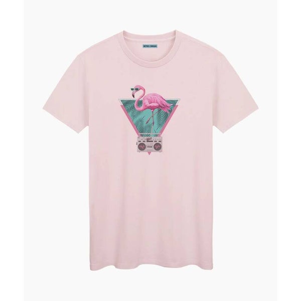 Flamingo t-shirt retro roze unisex