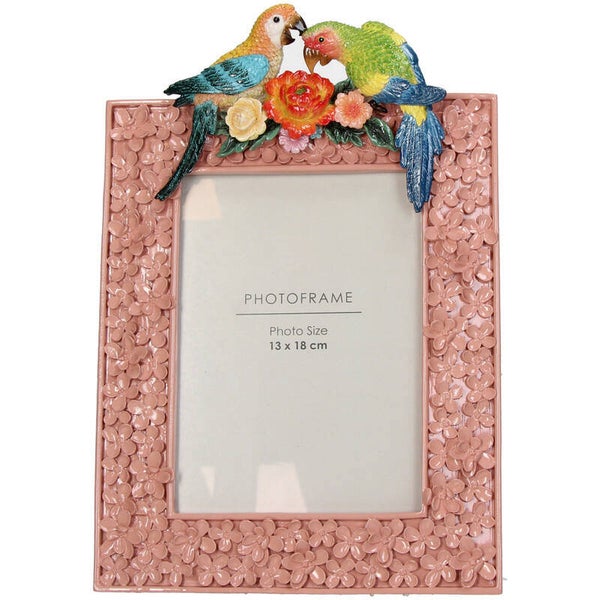 Fotolijst | Papegaai | Roze | Polyresin | 19,5x4,5x28,5cm