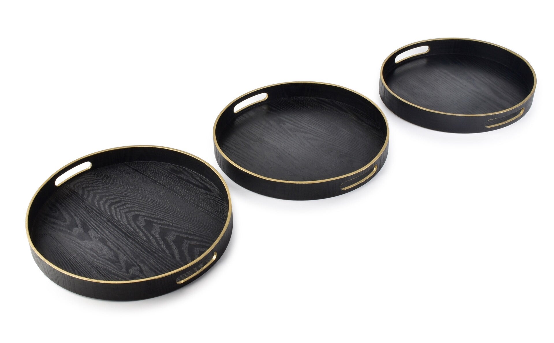 Dienblad | Rond | Zwart | Hout | 3 afmetingen