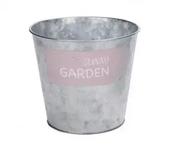 Zinken pot met roze voor bloemen (groot, midden of klein)