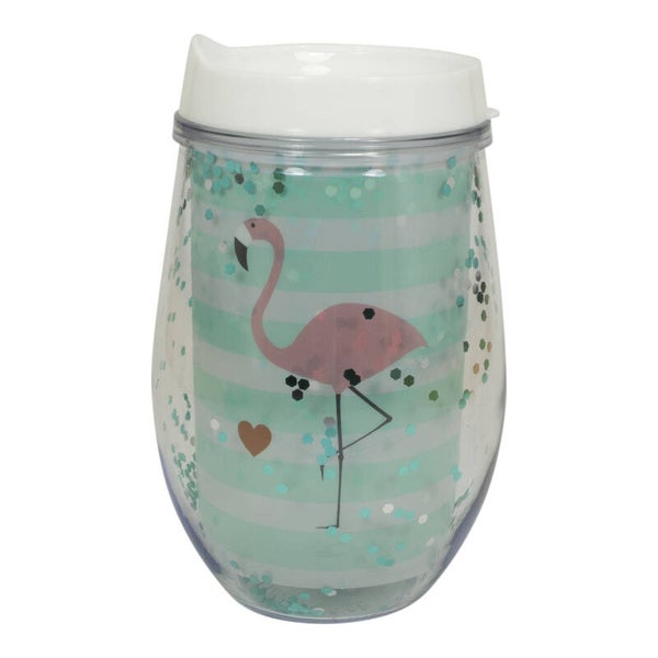 Drinkbeker to-go flamingo met glitters