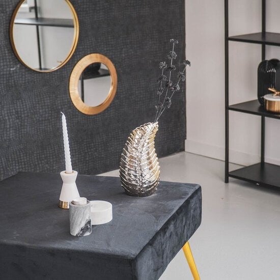 Vaas | Leaf | Blad | Goud | Housevitamin | Keramiek | 13x9x24cm