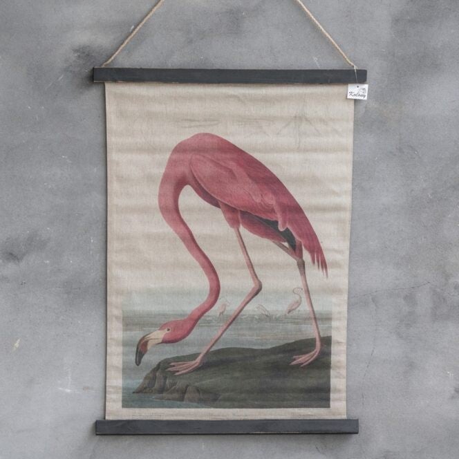 Wanddoek / schoolkaart flamingo