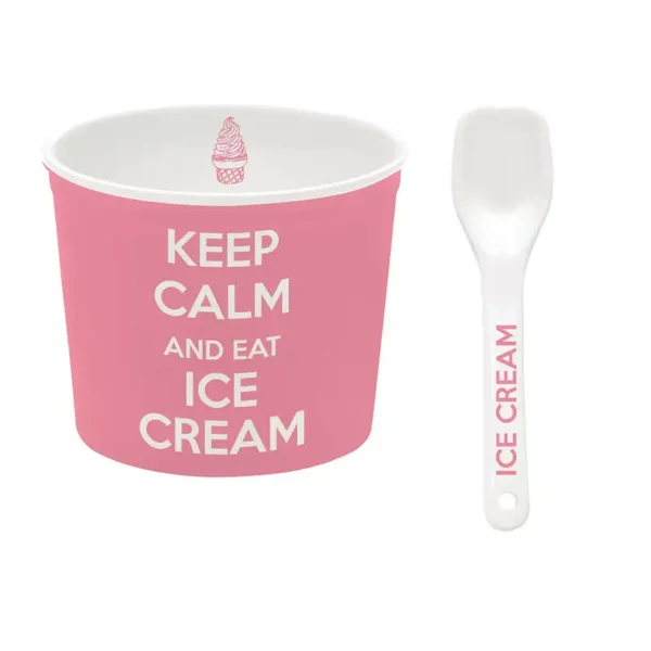 Coole ijskom met lepel in mooi roze