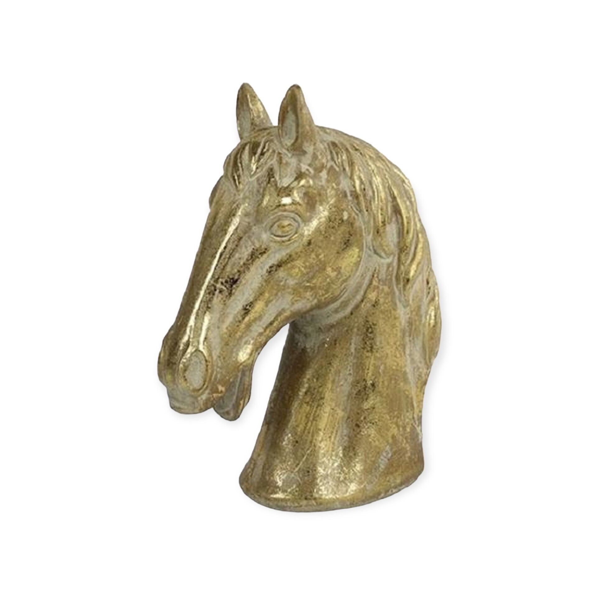 Decoratief paardenhoofd in oud goud