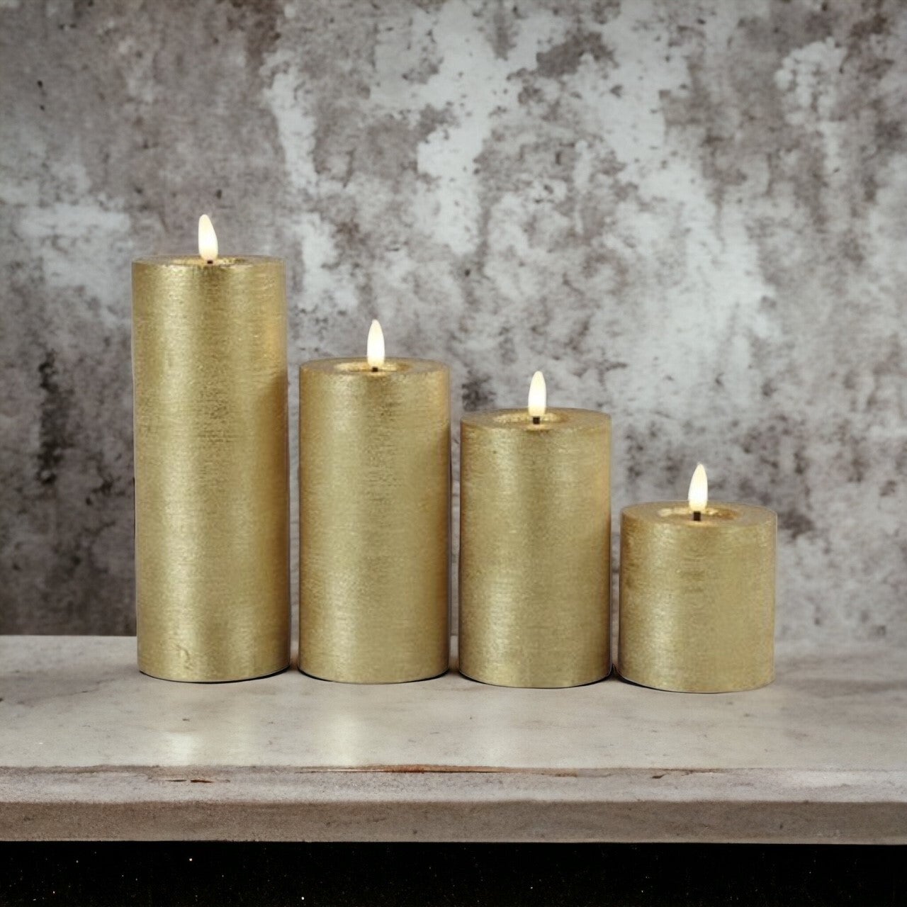 Ledkaars | Stompkaars | Goud | Countryfield | Ø 7,5 cm | Diverse hoogtes