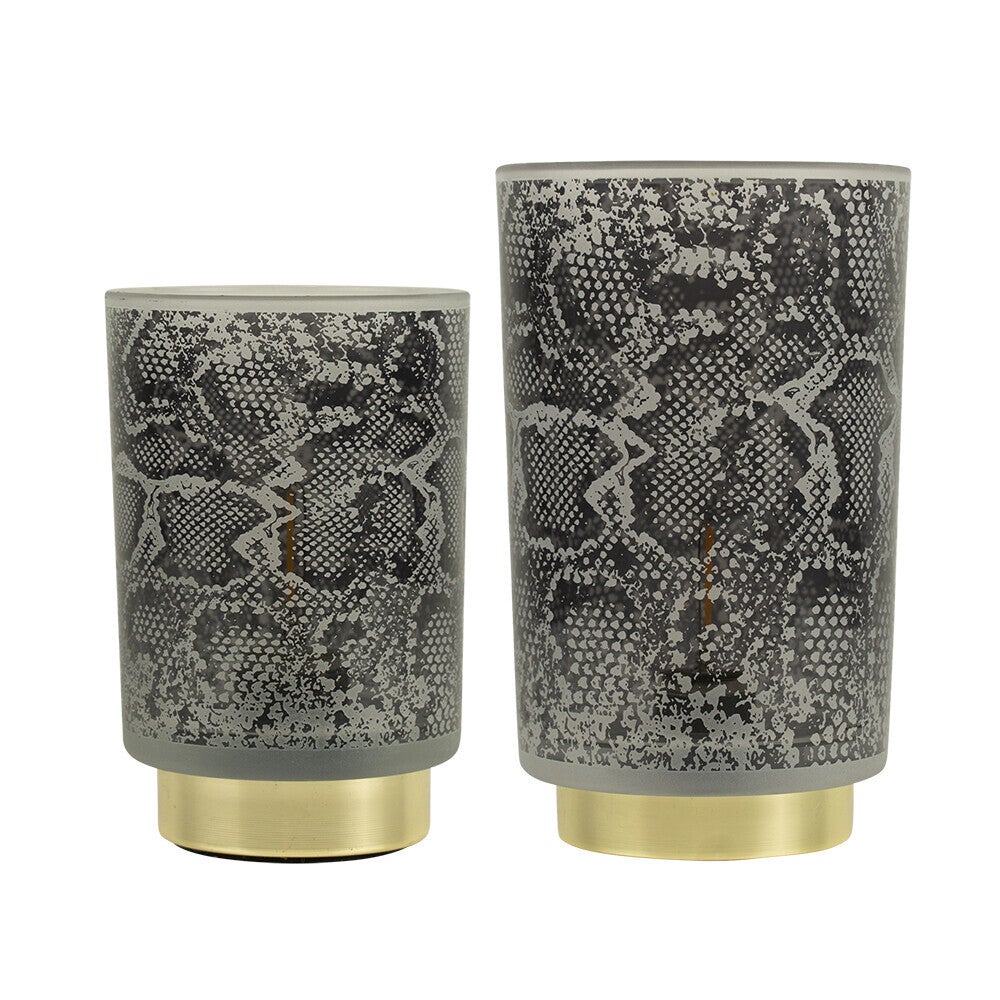 Tafellamp | Slang | Slangenprint | Grijs | Led | Mars & More | Glas | 2 afmetingen