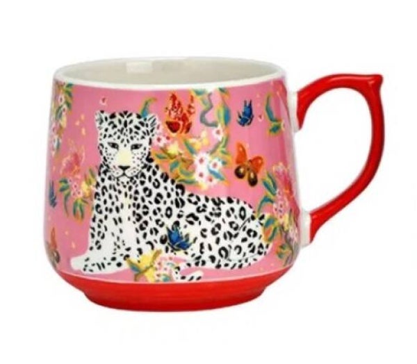 Luipaardmok Jungle Flair – Roze Dierenmok met Kleurrijke Print