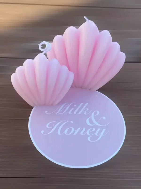 Kaarsen in de vorm van een schelp roze (set van 2 of alleen grote)