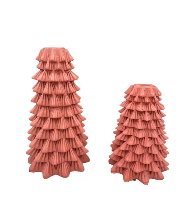 Kaarsenhouder kerstboom roze (groot of klein)