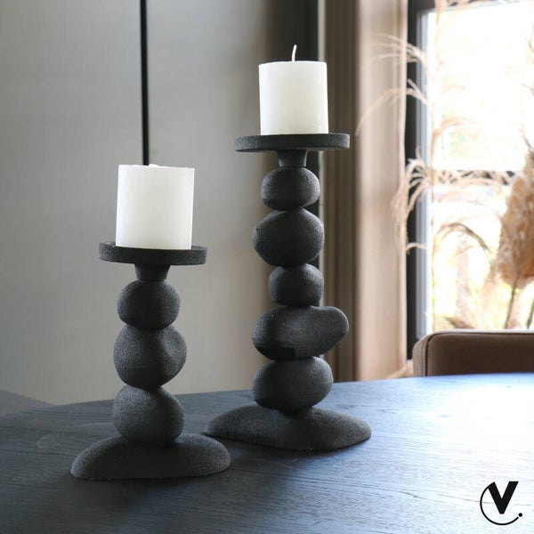 Kandelaar | Zwart | Vase the World | Carepa | Metaal | Set van 2 stuks
