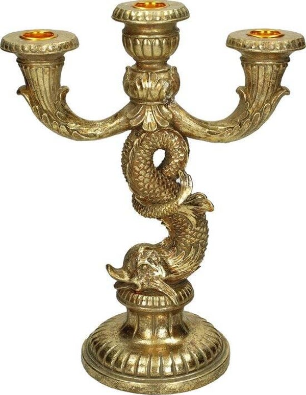 Kandelaar vis in goud met drie armen