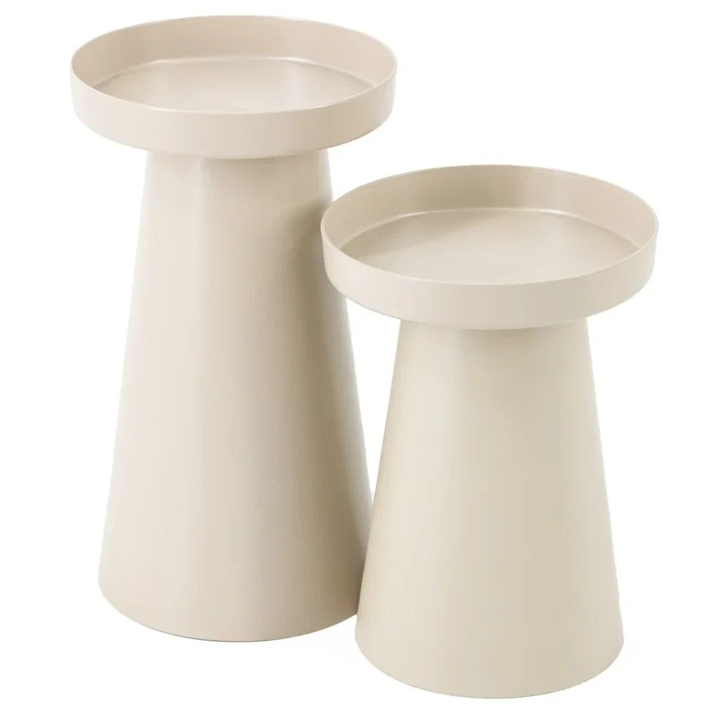 Kandelaars | Beige | 2 stuks | 14cm | 18cm |