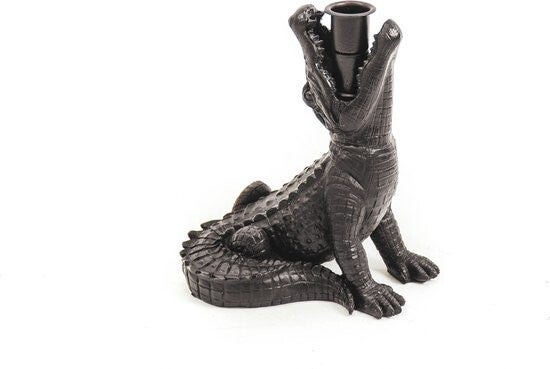 Kandelaar | Krokodil | Housevitamin | Zwart | 15x18x12cm
