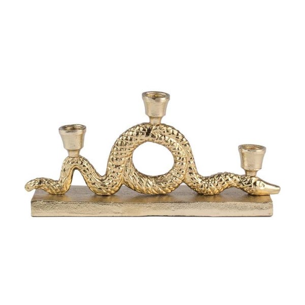 Kandelaar | Slang | Python | Goud | Aluminium | 32x7x15cm