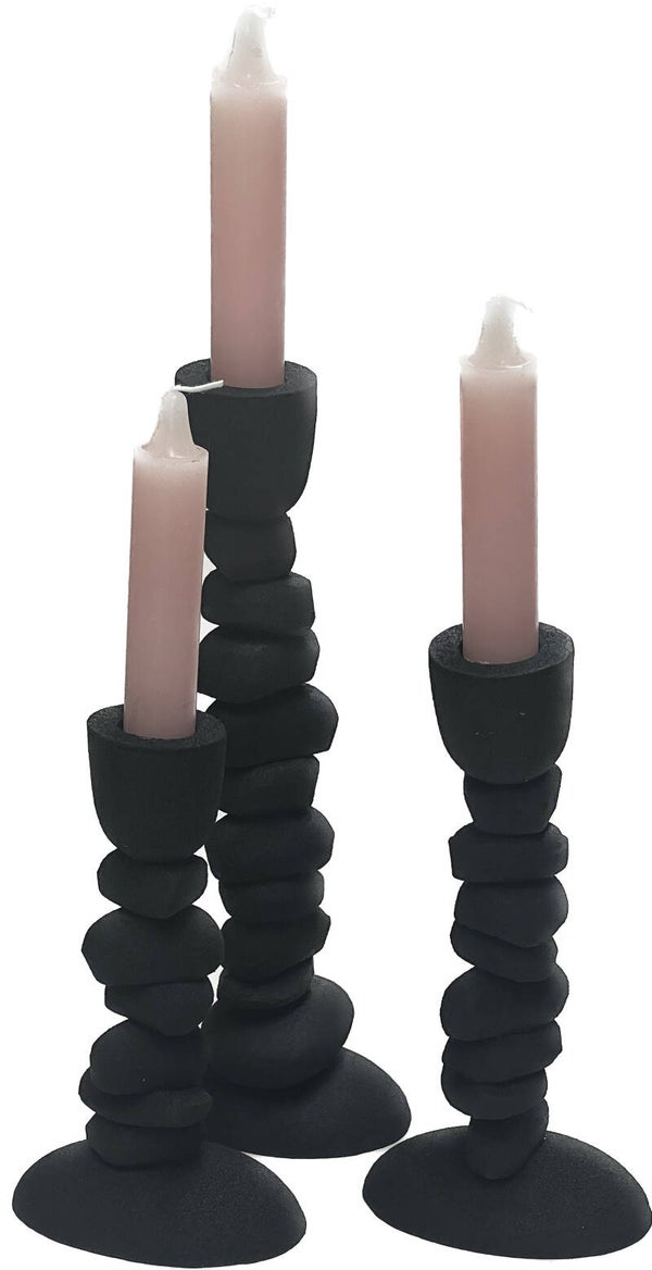 Kandelaar | Zwart | Vase the World | Nechi | Metaal | Set van 3 stuks