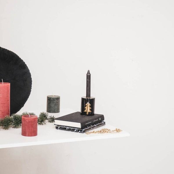 Kandelaar kerstboom zwart en goud
