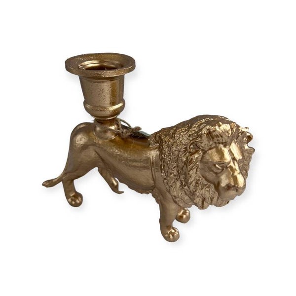 Kandelaar | Leeuw | Goud | 18x5x14cm | Polyresin