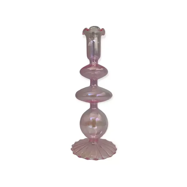 Ravie kandelaar licht roze van glas