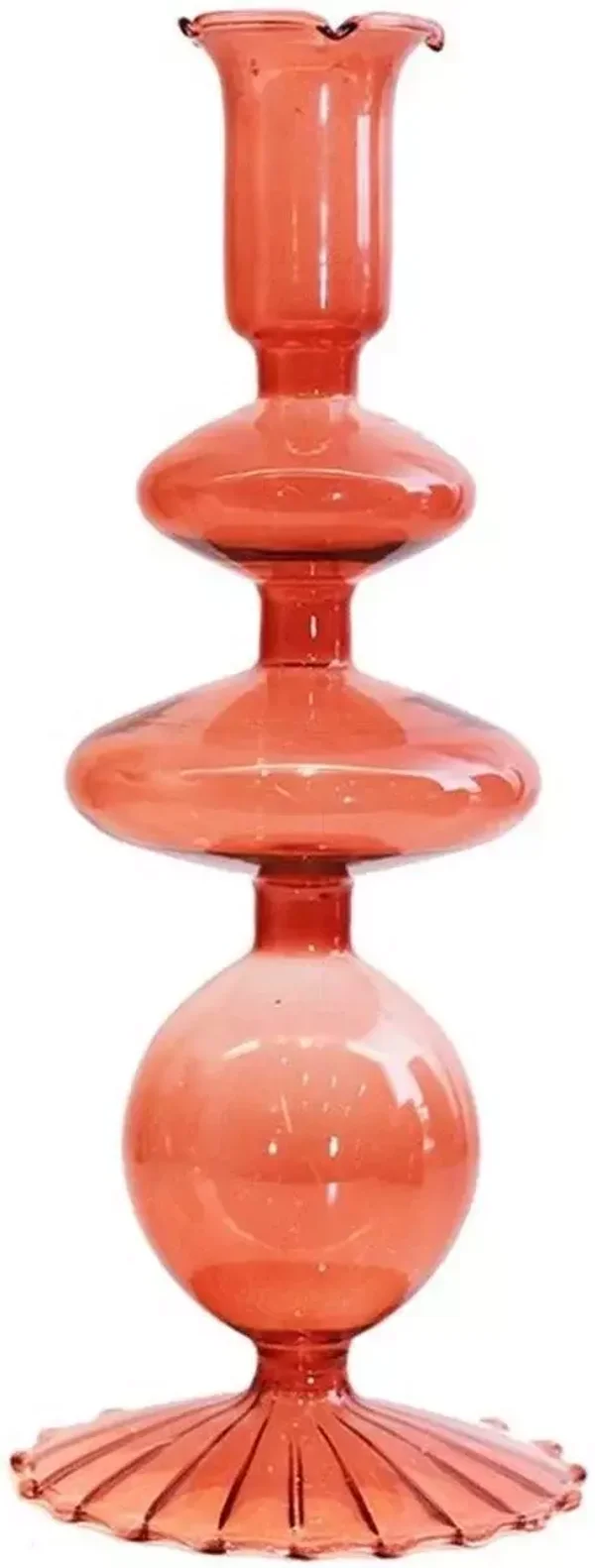 Kandelaar | Roze | Perzik | Ravie | Glas | 6x6x23cm