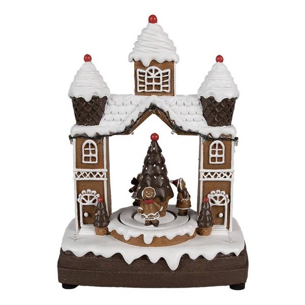 Kerstdecoratie | Kersthuis | Marktplein | Gingerbread | Muziek | Led-verlichting | Clayre & Eef | 20x11x27cm