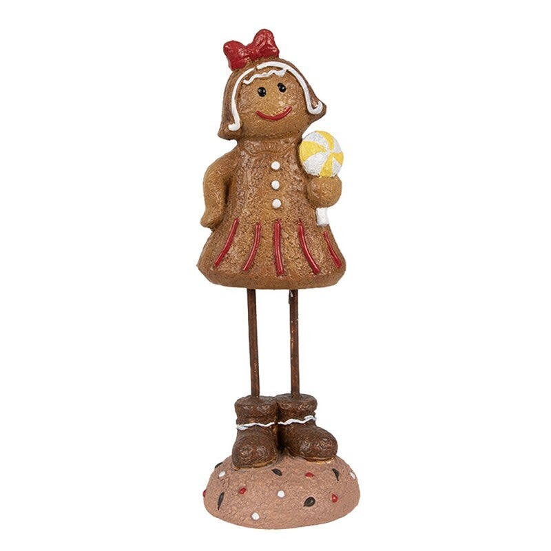 Kerstdecoratie | Gingerbread | Meisje | Bruin | Keramiek | Clayre&Eef | 7x7x18cm