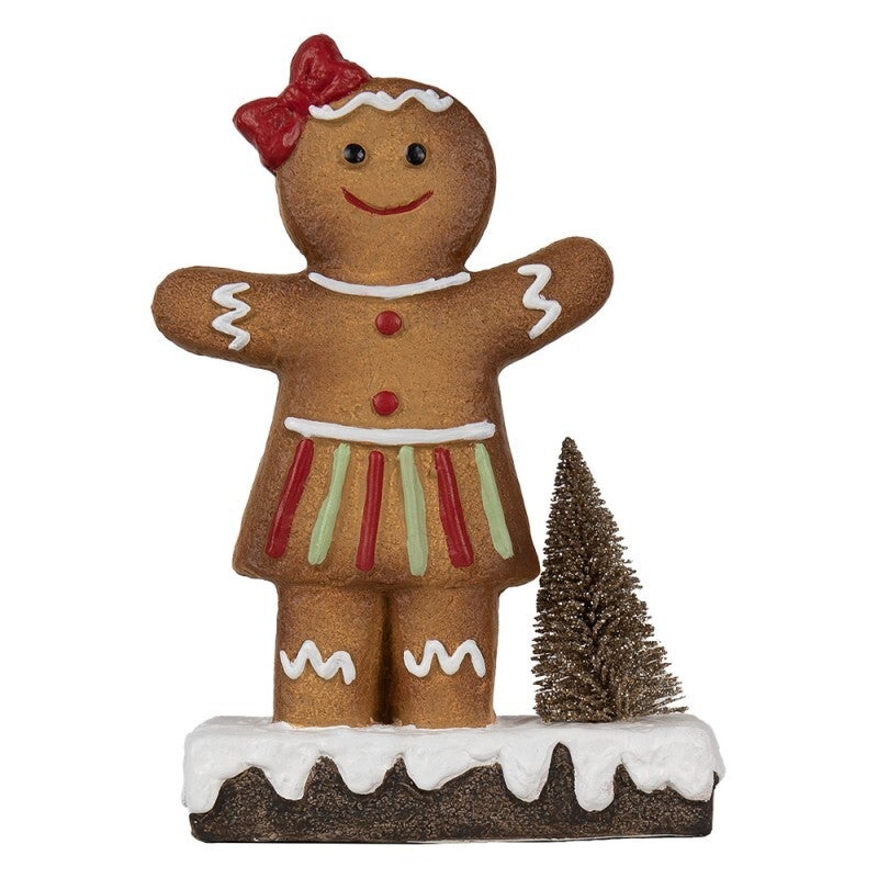 Kerstdecoratie | Gingerbread | Meisje | Bruin | Keramiek | Clayre&Eef | 15x7x21cm
