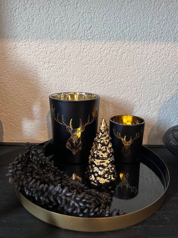 Set kerstmis zwart met goud beeldje kerstboom
