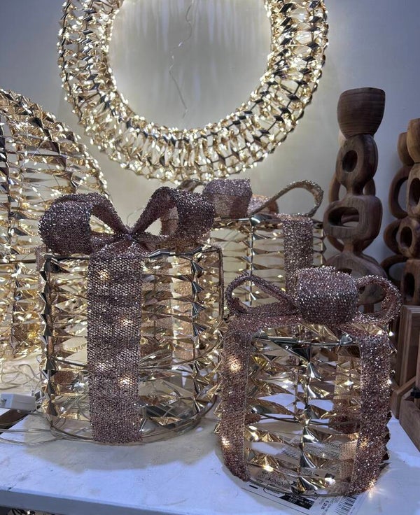 Kerstdecoratie | Led-cadeaus | Goud | Set van 3 stuks