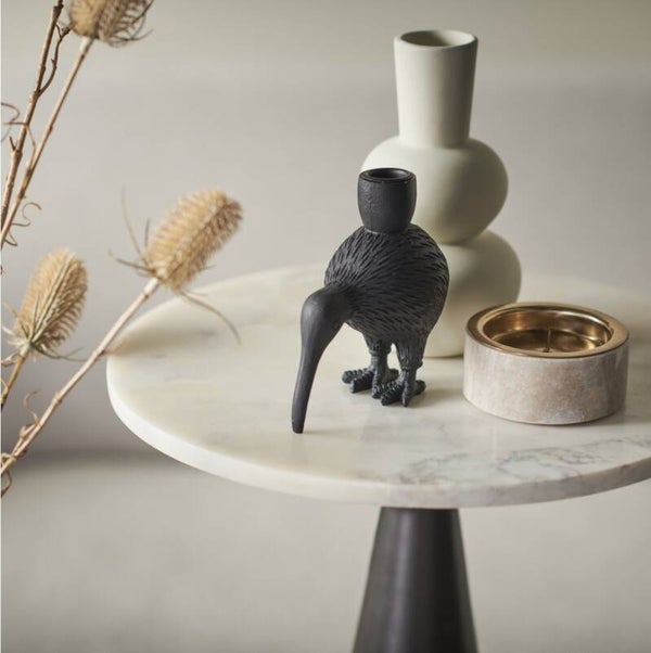Kandelaar | Vogel | Kiwi Vogel | Zwart | Polyresin | 12,5x7,5x14,5cm