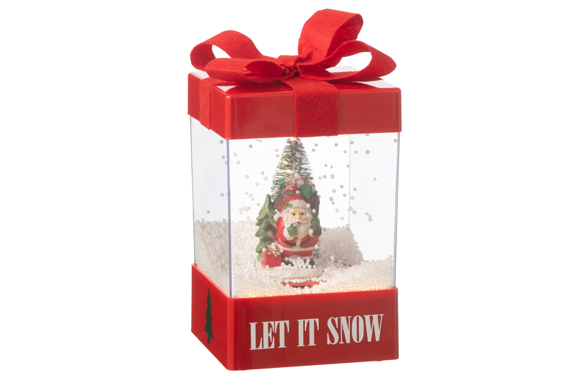 Kerstlantaarn | LED licht | Kerstmuziek | Sneeuweffect | Kerstman | Cadeau | J-Line | 13,5x13,5x20cm