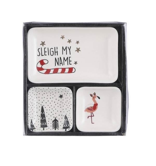Kerstschaaltjes flamingo (set van 3)