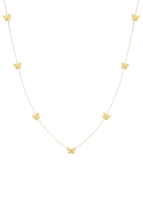 Ketting | Vlinders | Goud | Stainless Steel | Lang | 90+5cm