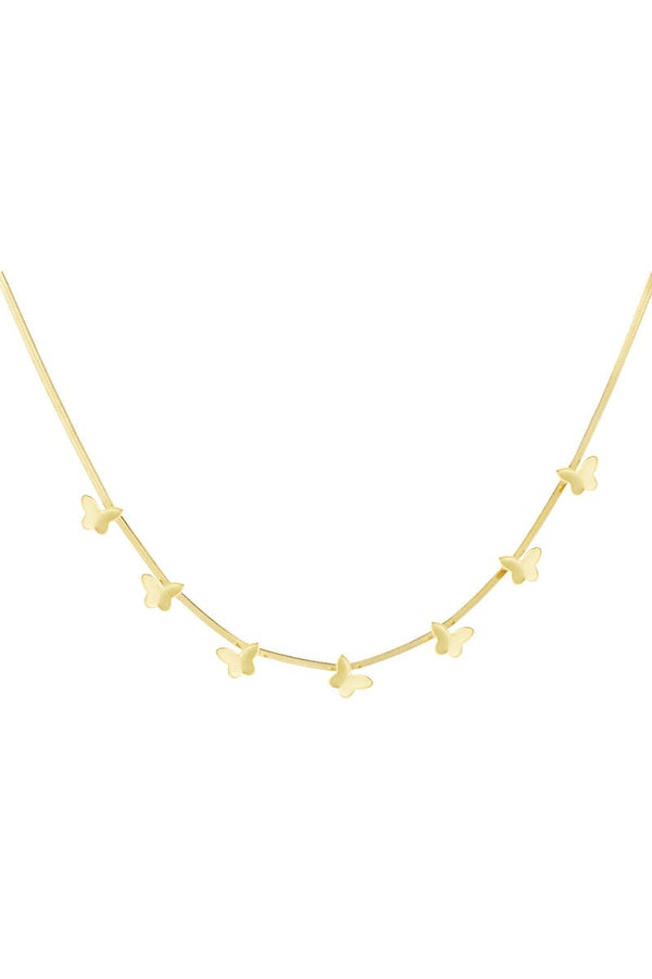 Ketting | Schakelketting | Vlinders | Goud | Stainless Steel | 40+5cm