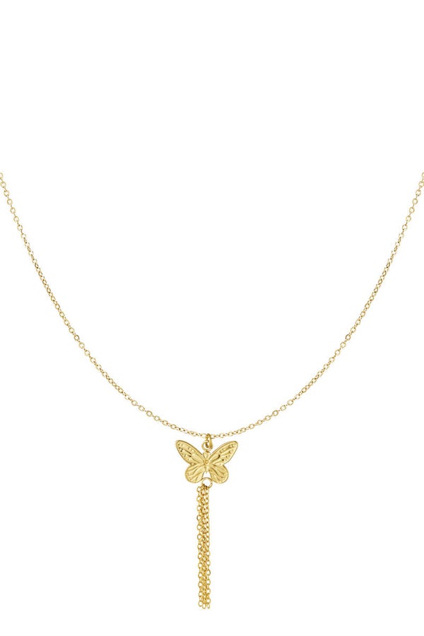 Ketting | Vlinder | Kettinkjes | Goud | Stainless Steel | 39+5cm