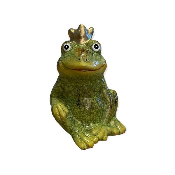 Beeld | Kikker | Koning | Kroon | Groen | Polyresin | 7x6x10cm