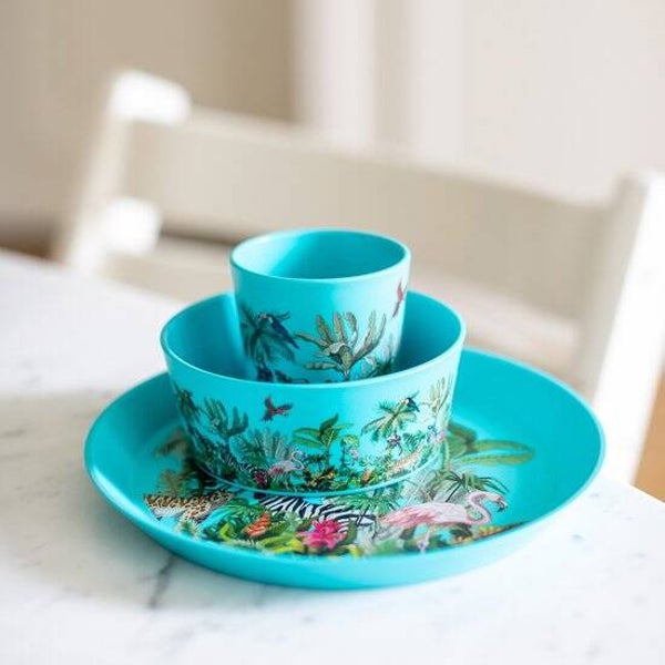 Kinderservies jungle flamingo