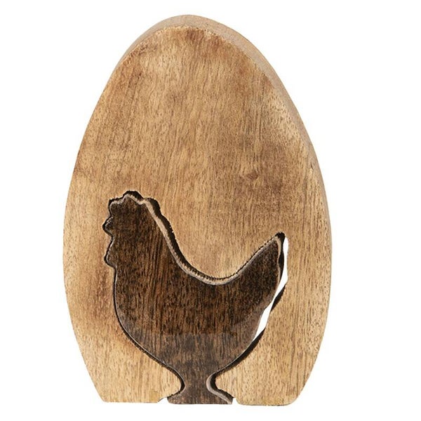 Houten beeld kip en ei