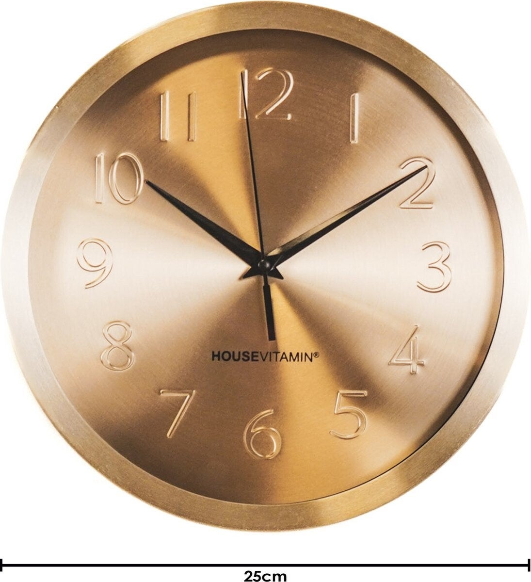 Gouden Wandklok Metaal – Housevitamin – Ø25 cm – Modern & Stijlvol