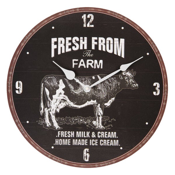 Klok | Wandklok | Koe | Fresh from the farm | Clayre & Eef | 34x3cm
