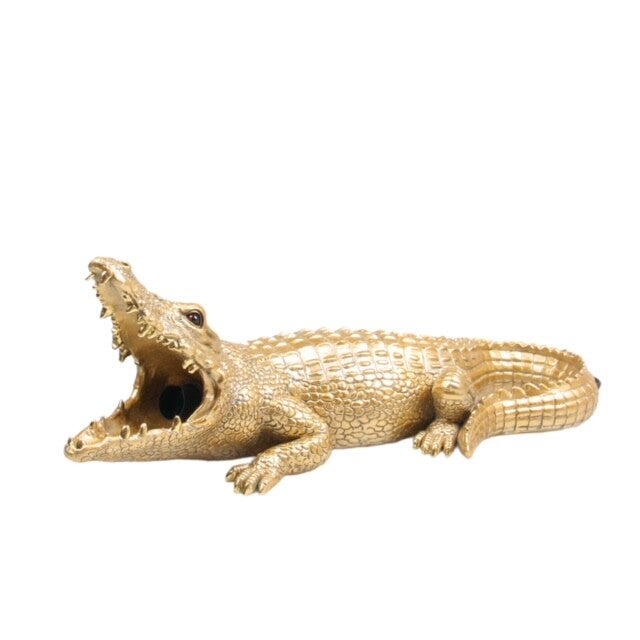 Lamp | Krokodil | Goud | Polyresin | 47,5x19,5x17,5cm