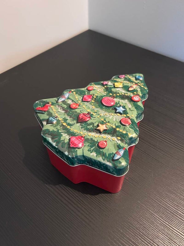Koektrommel | Kerstblik | Kerstboom | Clayre&Eef | 14,5x8x6,5cm