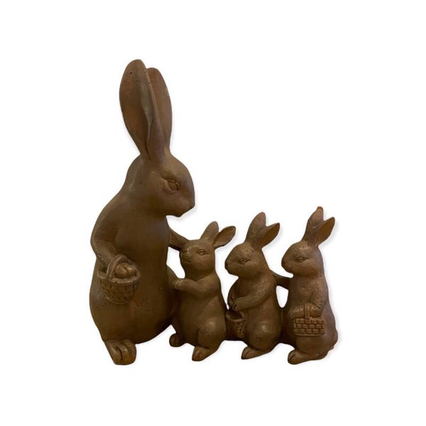 Beeld | Konijn | Konijnenjong | Bruin | Grijs | Polyresin | 15cmx16cm