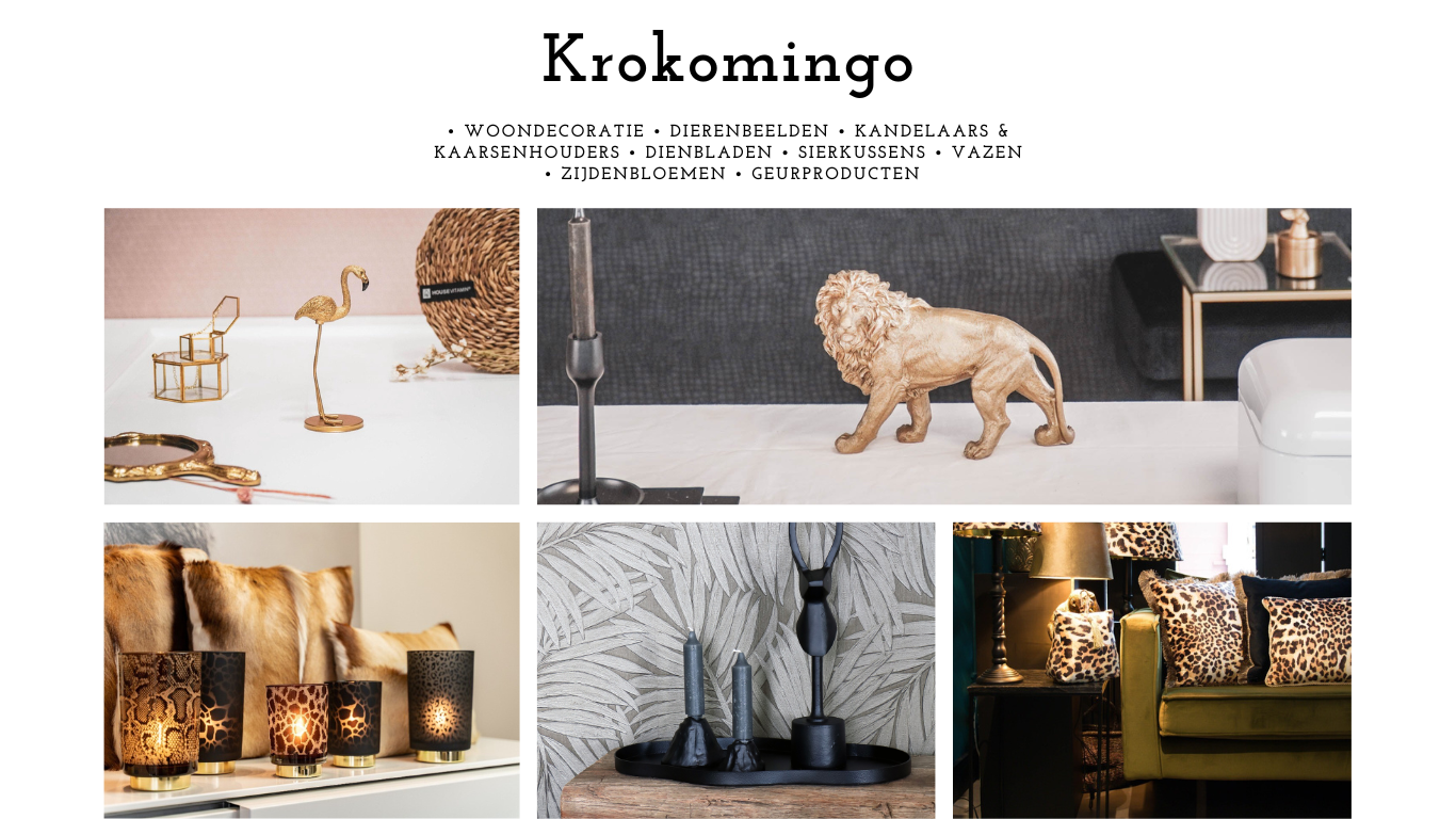 Krokomingo – Dé webshop voor unieke woondecoratie, dierenbeelden, kandelaars, kussens en meer