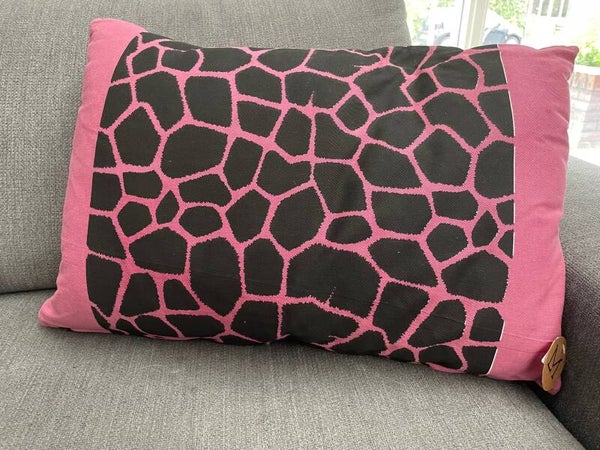 Kussen | Panterprint | Roze | Zwart | 60x40cm