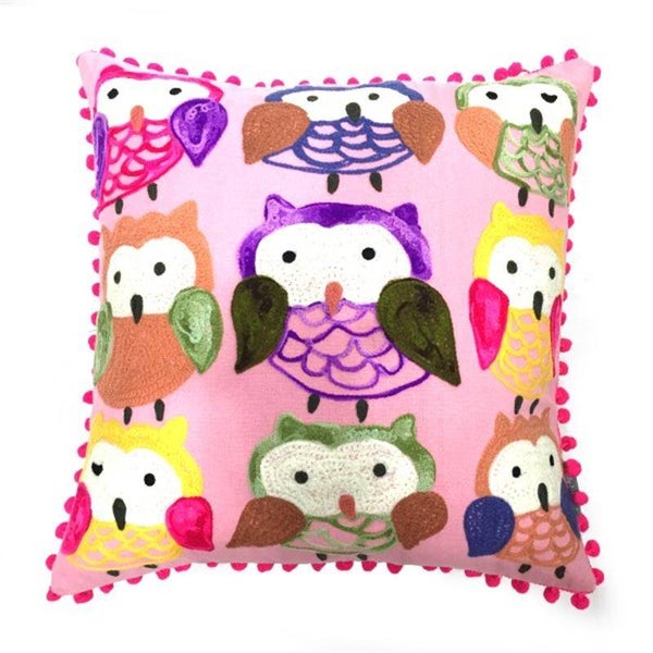 Kussen | Uil | Handgeborduurd | Only Natural | Katoen | 40x40cm