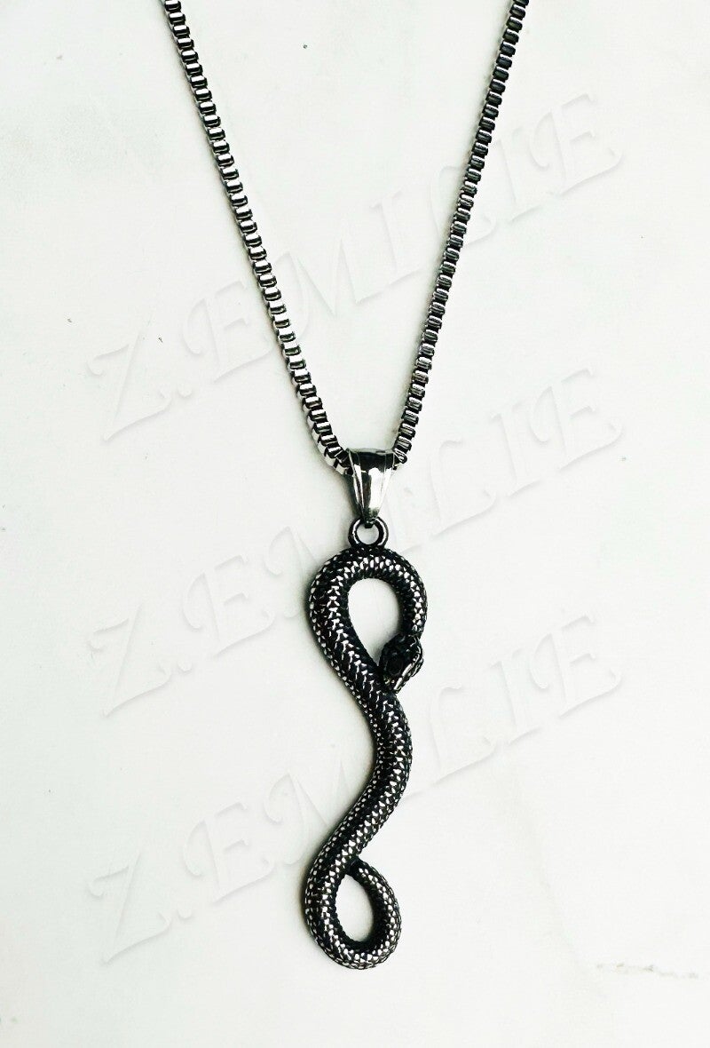Unisex ketting met hanger slang / python